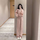 2PCS Women's Autumn Loose Sweater Set Hooded Sweater Jacket + Loose Wide Leg Pants Two-piece Ladies Sports Suit Jogging Suits for Athletic Girl