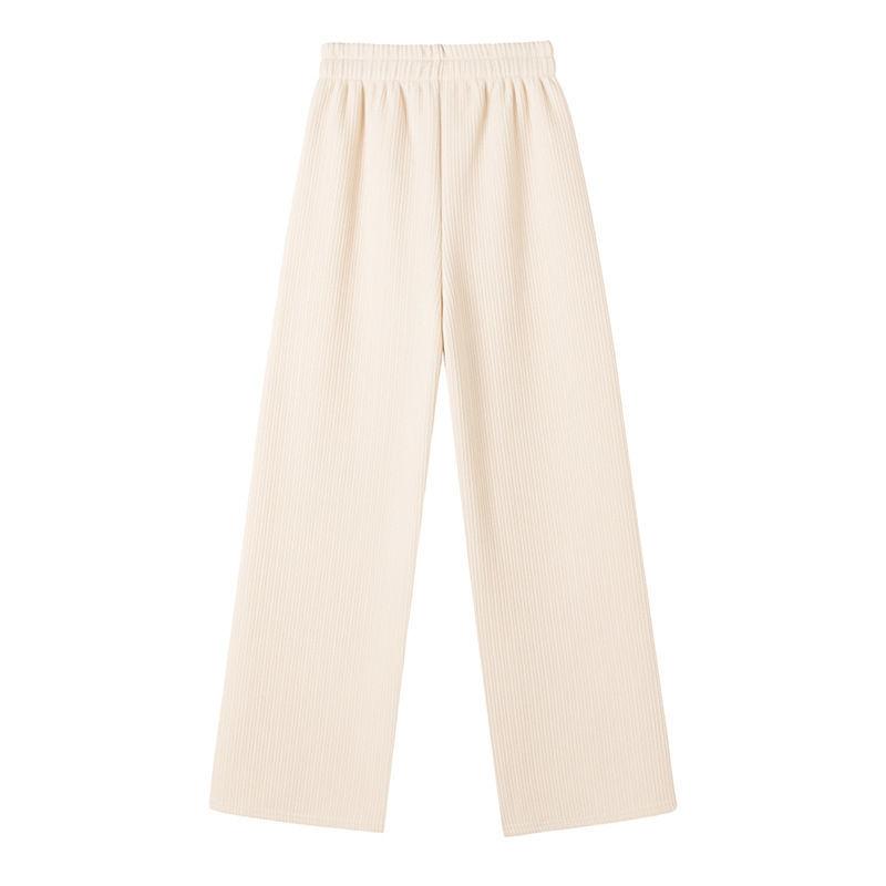 Casual Pants High Waist Winter Drape Loose Straight Leg Plus Velvet Thick Corduroy Corduroy Wide-leg Pants Women's Trousers