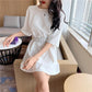 Send A Belt T-shirt Female Mid-length Short-sleeved Loose All-match T-shirt Dress Solid Color Students