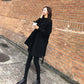 Black Mid-length Women's Children's Woolen Coat In Trendy Fashion Winter Casual Temperament Woolen Coat