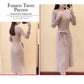 Spring and Autumn Jacket Long Sleeve Round Neck Casual Clothes Fashion Casual Pure Color Sweater Dress