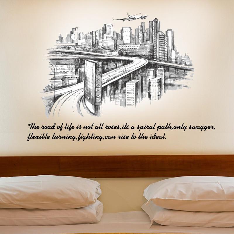 Modern City Traffic Wall Stickers Europe Style Living Room Bedroom Background Home Decoration Art De