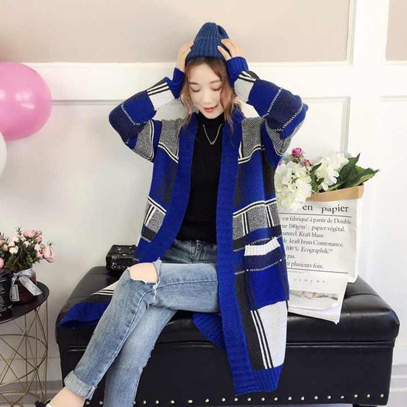 Autumn and Winter Sweater Loose Knit Mid-length Coat Fashion Simple Female Top