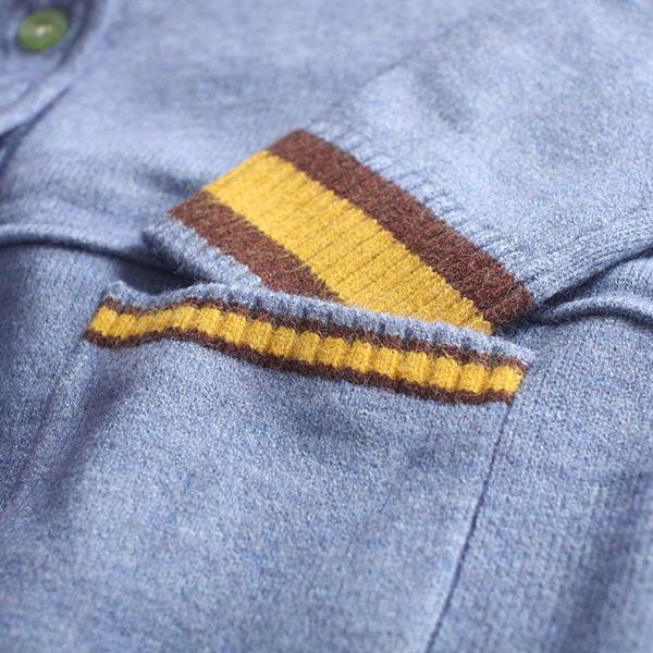 Women's Splicing Color Long-sleeved Sweater Early Autumn Hooded Knitted Cardigan Loose Button V-neck Top All-match