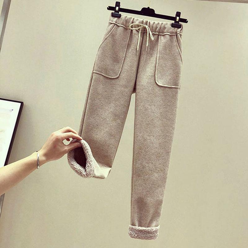 2pcs/set  Autumn Winter Fleece Hoodies Vintage Sweatshirt Two Piece Set Woman Tracksuits Jogger Pants Thick Warm Clothes