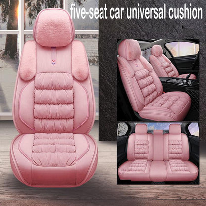 Fully-enclosed 5-seater car cushion winter warm and comfortable plush seat cover car cushion
