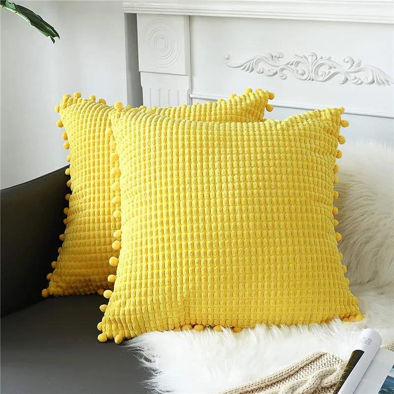 Ball Corduroy Throw Pillow Nordic Square Living Room Sofa Cushion Bed Lumbar Chair Soft Cushion