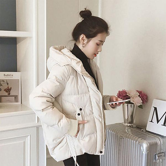 Fashion Trend Slim Women's Jacket Winter Plus Velvet Thick Warmth Short Hooded Cotton Coat