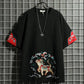 National Tide Ancient Style Animal Embroidery Short-sleeved T-shirt Male Ins Tide Couple Student Hip-hop Half-sleeved T-shirt