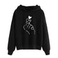 Hoodes Women's Sweatshirts Autumn Winter Women Printed Long Sleeve Solid Hoodie Finger Heart Hooded Pullover Tops Hoodies Coat