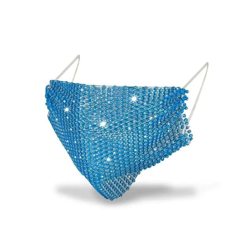 Women's Crystal Rhinestone Decorative Mask Luxury Diamond Face Mask Elastic Adult Masks Rhinestone Mask Steetwear Facial Mouth Mask