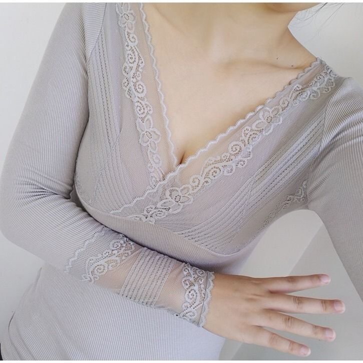 Autumn and Winter Thermal Underwear Women's Constant Temperature Nude Clothing Heating Suit Lace Bottoming Shirt
