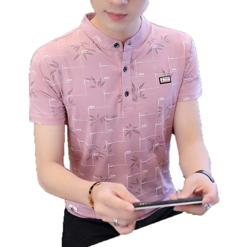 Men's Short-sleeved  Style Men's Trendy Slim Handsome Striped Short-sleeved Shirt Men's Top