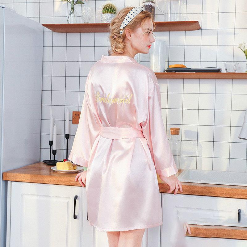 Ladies Silk Nightgown Wedding Dressing Gown Embroidered Bride Cardigan Robe Bride Bridesmaid Morning Gown