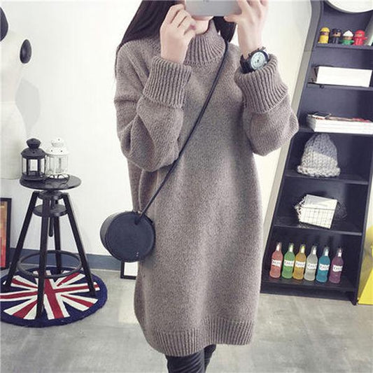 Pofulove Women Sweater Skirt Sweater Skirt Winter Loose Thick Thick Half Stitch Turtleneck