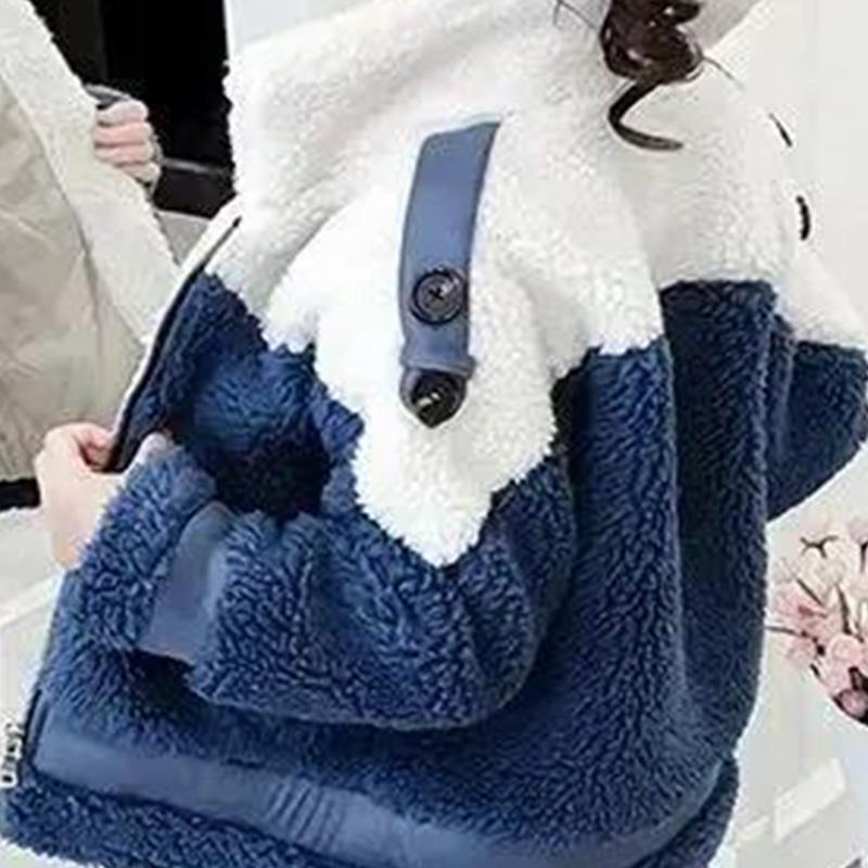 Girls' Autumn Winter Jacket Fashion Hooded Printing Pattern Thick Warm Coat Mink Velvet Cotton Coat Middle Children's Coat