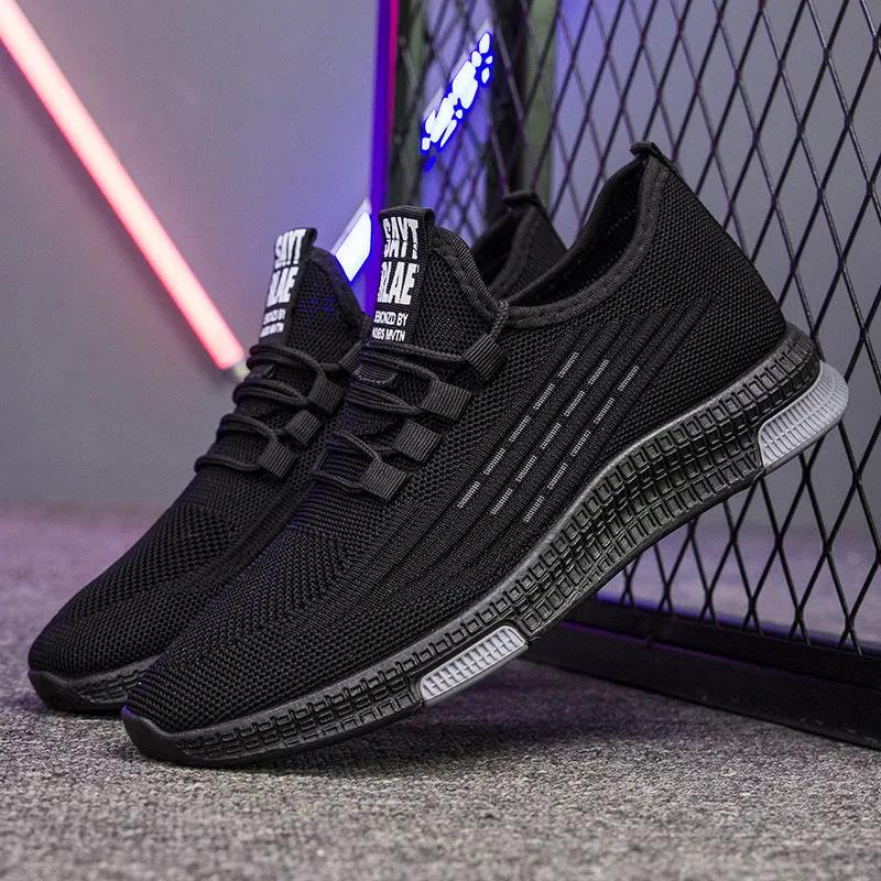 Shoes Men's Four Seasons Flying Woven Sports Shoes Breathable Casual Shoes Non-slip Soft Bottom Running Shoes
