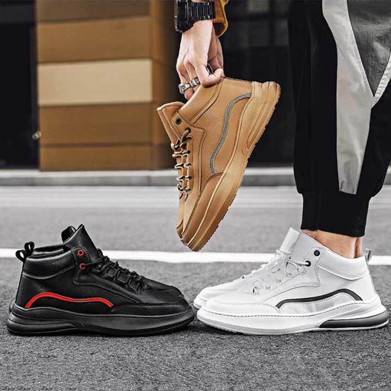 Men's Breathable Heighten Shoes Trendy High Top Men's Tennis Shoes Sports Basketball Board Shoes