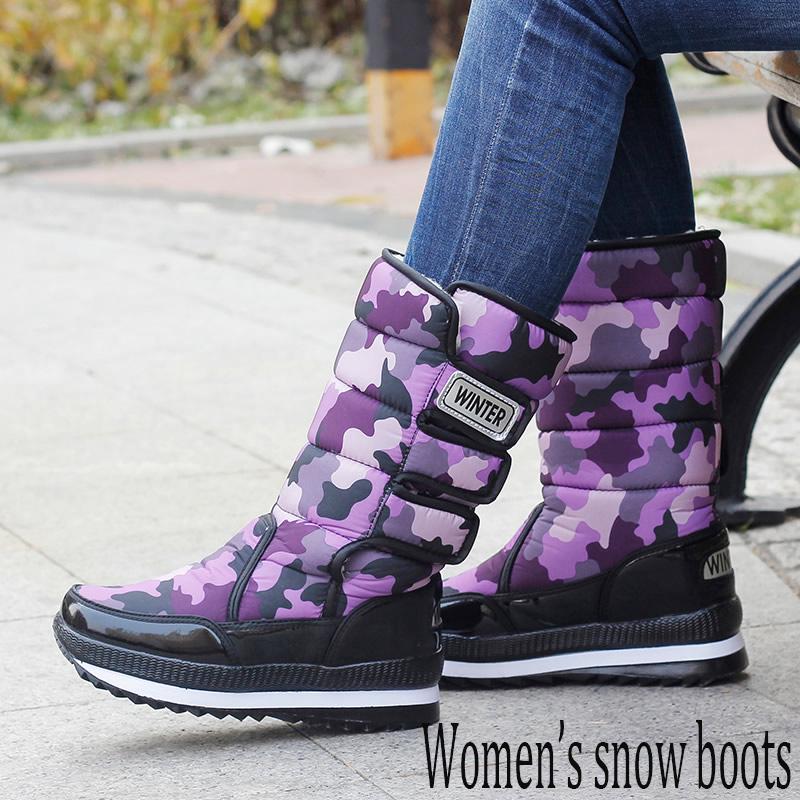 Men Women Boots Platform Snow Boots for Men Thick Plush Waterproof Slip-resistant Shoes Size 36-47