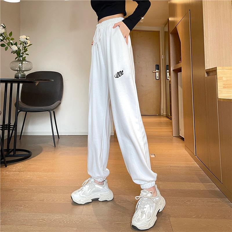 Thin Cotton Sports Trousers Women's Loose-fitting Outer Wear Korean Style Fashion Slim High-waisted Footwear Trousers