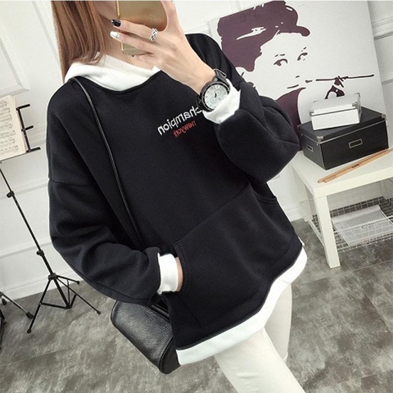 Warm Hooded Tops Autumn and Winter Sweater Cotton Women's Sweatshirt Wild Large Size Long Sleeve