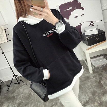 Warm Hooded Tops Autumn and Winter Sweater Cotton Women's Sweatshirt Wild Large Size Long Sleeve