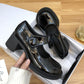 Single Shoes Women's Early Spring Retro Round Toe Thick Heel Mary Jane Shoes Female College Style Big Toe Shoes