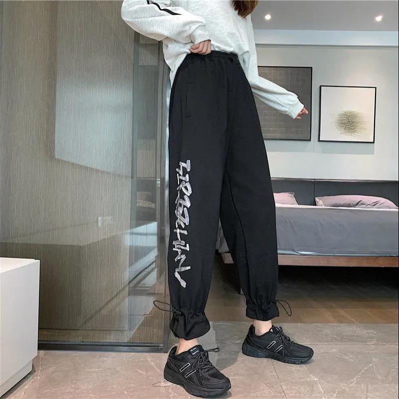 Korean Women's Casual Wide-leg Pants Student Loose and Versatile Cropped Trousers High Waist Slim Straight Track Pants Trend