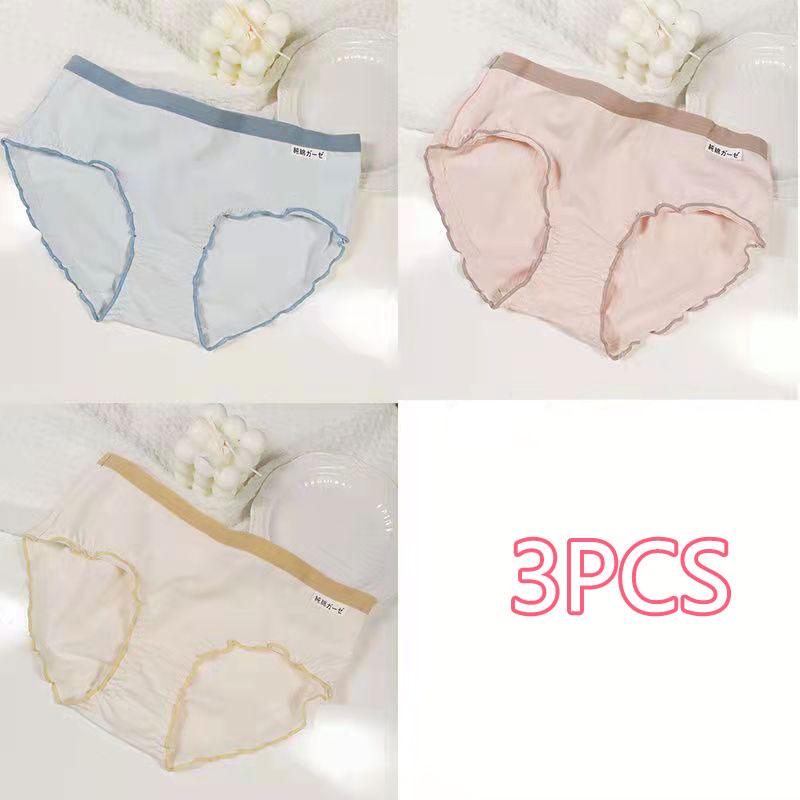 3PCS Cute Girls Underwear Girls Students Cotton Antibacterial Low Waist Panties Japanese Simple Briefs Girl Panty Models