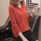 Winter Women V-neck Thickened Pullover Back Buckle Loose Office Warm Undershirt Sweatshirt