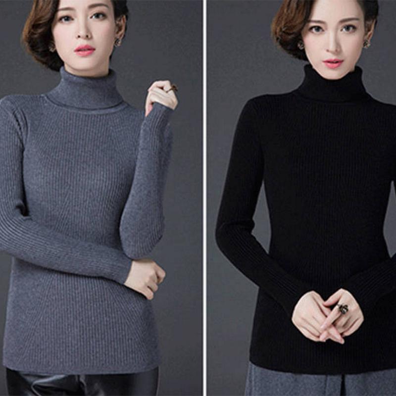 Pofulove Plus Size Loose Knit Bottoming Shirt Dress Turtleneck Thicken Wild Bottoming Shirt