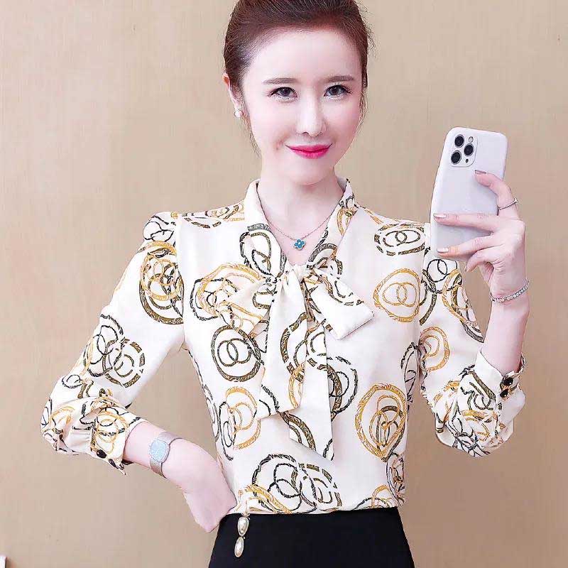 Chiffon Shirts Women's Thin Fashion Tops Loose Stacked Color-blocking Shirts Bottoming Shirts