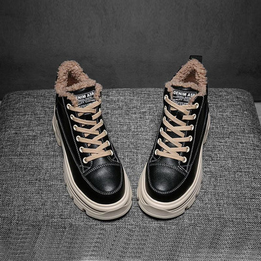 Plus Velvet High-top Shoes Women's Winter Wild Snow Boots Thick-soled Inner Increase Leisure Warm Cotton Shoes