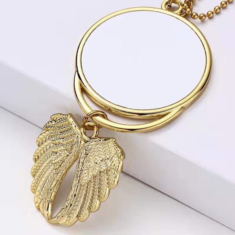 Sublimation Heat Transfer Personalized Angel Wings Pendant Car Interior Pendant, 2 Sided Photo Keychain, Memorial Keychain, Memory Gift