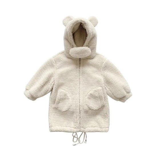 Girls Lamb Velvet Jacket Winter Thick and Warm Korean Style Jacket Plus Velvet Cute Bear Fur Sweater