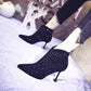 European style Pointed Toe High Heel Ankle Boots for Women Slip-On Basic Thin Heels Summer Shoes