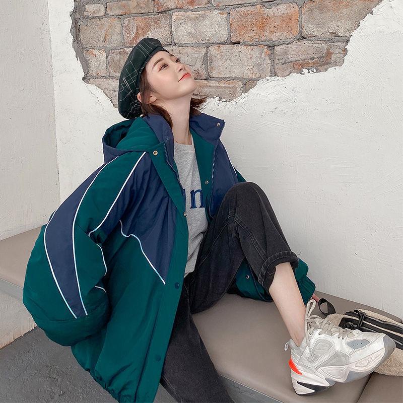 Winter Color Matching Cotton Clothes Oversize Women's Trendy Bread Clothes Korean Style Loose Ins Hong Kong Style Jacket Students