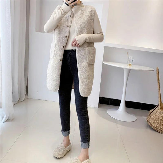 Long Waistcoat Women's Autumn and Winter Long Waistcoat All-match Lady Jacket