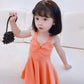 Children Dress Girls Summer Suspender Skirt Dress Korean Princess Dress with Flashing Solid Color Tube Top A-line Dress