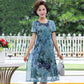 Plus Size Summer Dress for Women  Mid-length  Printed Over-the-knee Floral Dress Chiffon Dress