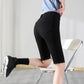 Denim Shorts Women's Spring and Summer High Waist Slim Five-point Pants Black Straight Leg Pants Tight Riding Pants