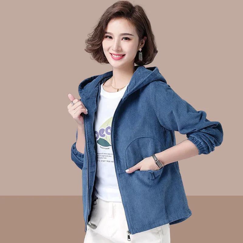 Women's Corduroy Jacket Spring and Autumn 2021 Loose Large Size Short Jacket Jacket Casual Sweater Women