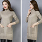 Autumn and Winter Half High Neck Pullover Sweater In The Long Section Loose Thick Bottoming Shirt Simple Solid Color Women's Sweater Dress