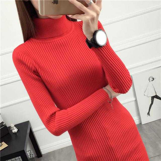 Sweater Dress Knitted Pullover Women Soft Winter Sweater Jumper Ladies Femenino Jumpers