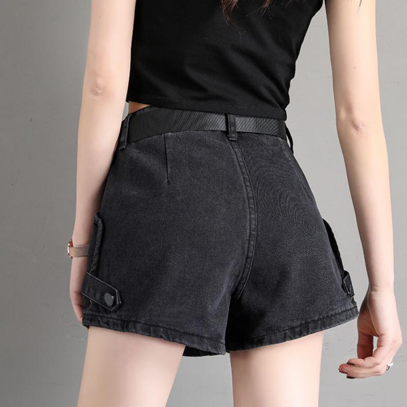 Women's Denim Shorts Women's Loose Straight Super High Waist Net Red Was Thin Summer A-line Pants