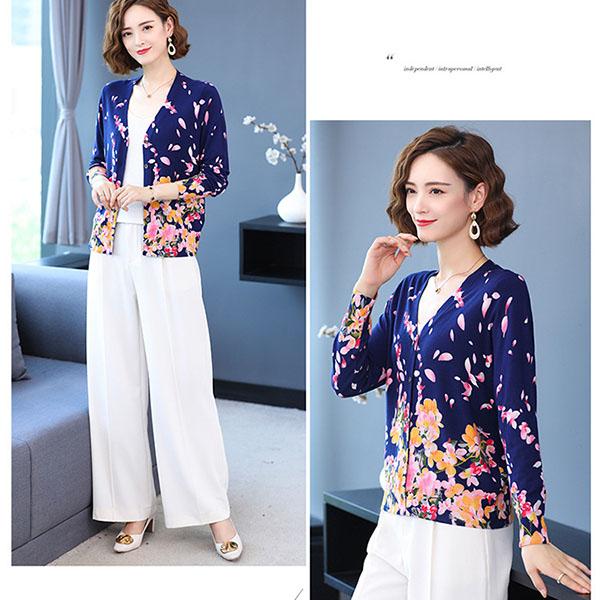 Ladies Cardigan Jacket, Western Style Knitwear, Fashion Printed Cropped Top