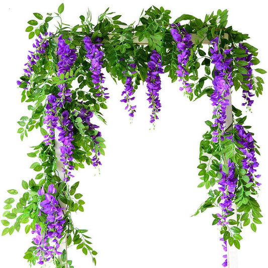 Artificial Wisteria Flower Bean Flower String Violet Plastic Silk Flower Decoration Vine Plant Flower Wedding Fake Flower Rattan