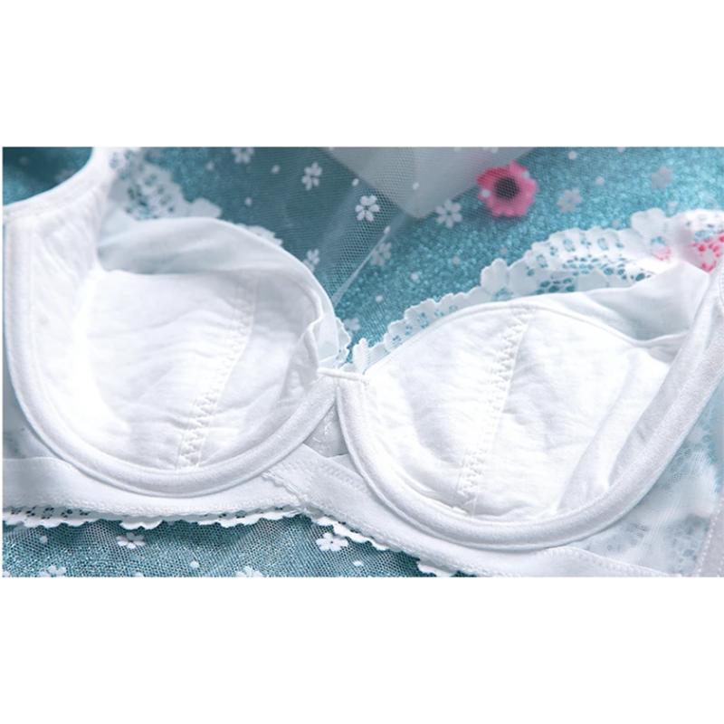 Women's elegant sexy lace floral underwear big breasts show small bra female thin non-sponge brassiere gather anti-sagging comfortable solid bralette