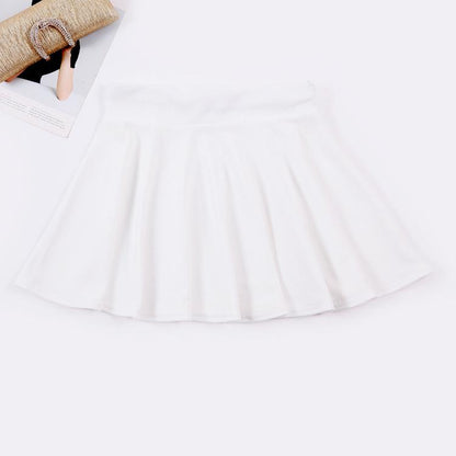 WTEMPO Short Pleated Skirt High Waist Lolita Denim Pleated Skirts A-line Mini Dress Sailor School