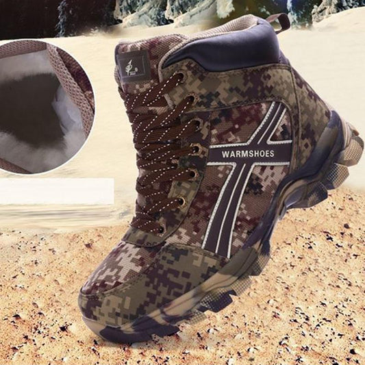 Cotton Shoes Outdoor Wool Cold Boots Fur One Winter Snow Boots Men's High-top Warm Cotton Boots Camouflage